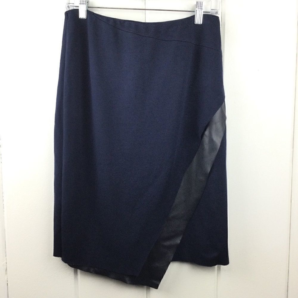 Bailey 44 Meryl Navy Faux Leather Wrap Skirt - M